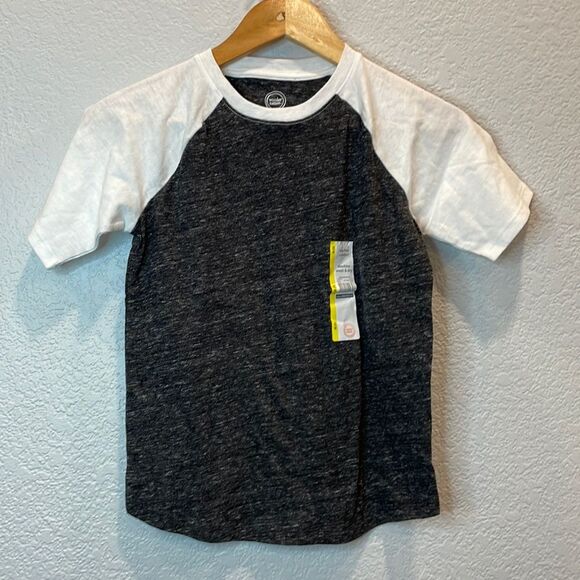 NEW Wonder Nation Black & White Heather Raglan Shirt Size Small Boys Medium 8 - Picture 1 of 5